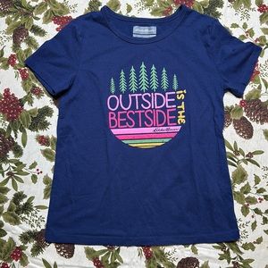 Eddie Bauer graphic Tee “Outside is the Best Side” Navy Blue M (10-12)